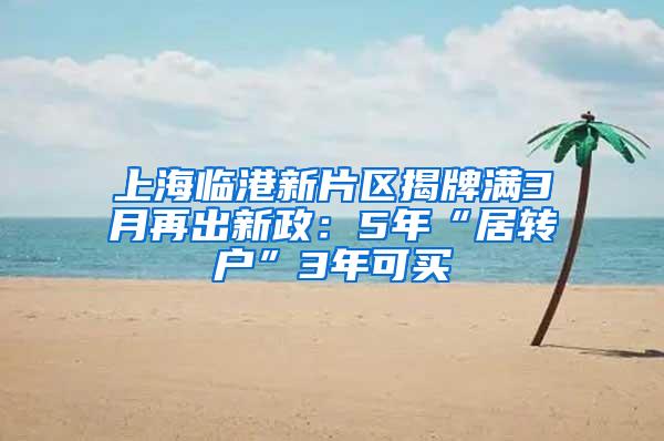 上海临港新片区揭牌满3月再出新政：5年“居转户”3年可买