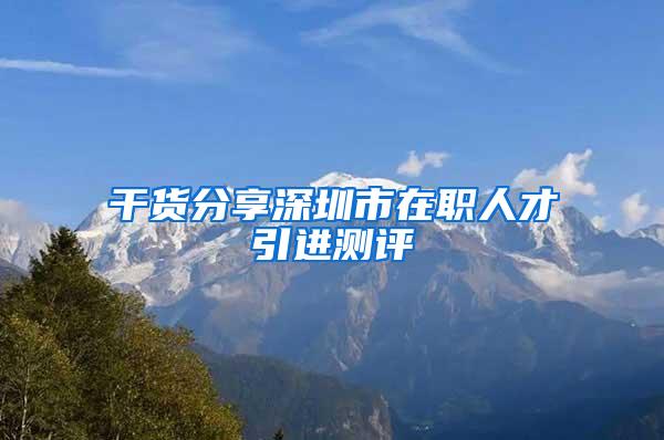 干货分享深圳市在职人才引进测评