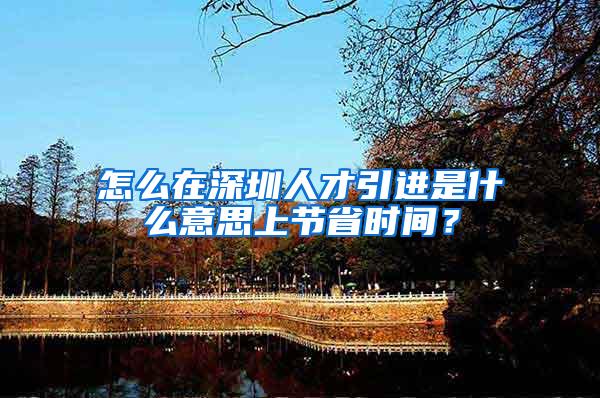 怎么在深圳人才引进是什么意思上节省时间？