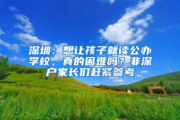 深圳：想让孩子就读公办学校，真的困难吗？非深户家长们赶紧参考