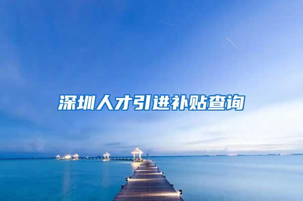 深圳人才引进补贴查询