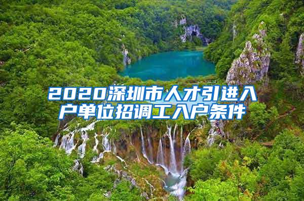 2020深圳市人才引进入户单位招调工入户条件