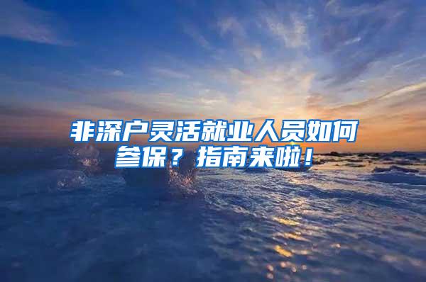 非深户灵活就业人员如何参保？指南来啦！
