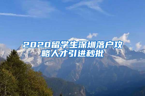 2020留学生深圳落户攻略人才引进秒批