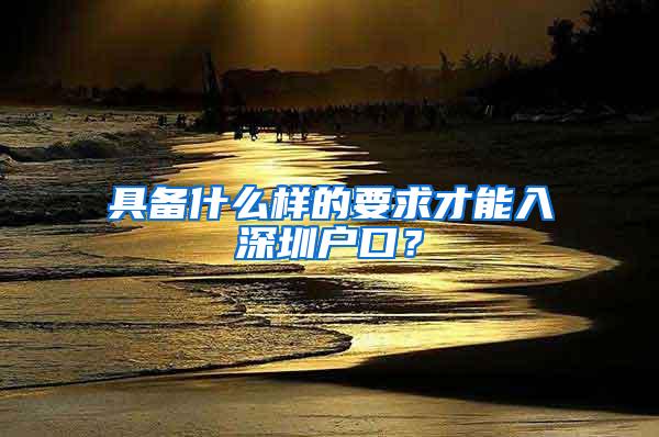 具备什么样的要求才能入深圳户口？
