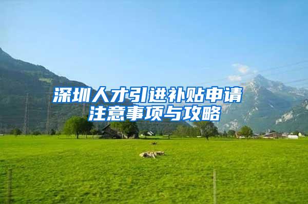 深圳人才引进补贴申请 注意事项与攻略