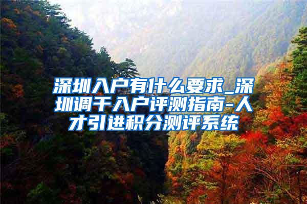 深圳入户有什么要求_深圳调干入户评测指南-人才引进积分测评系统