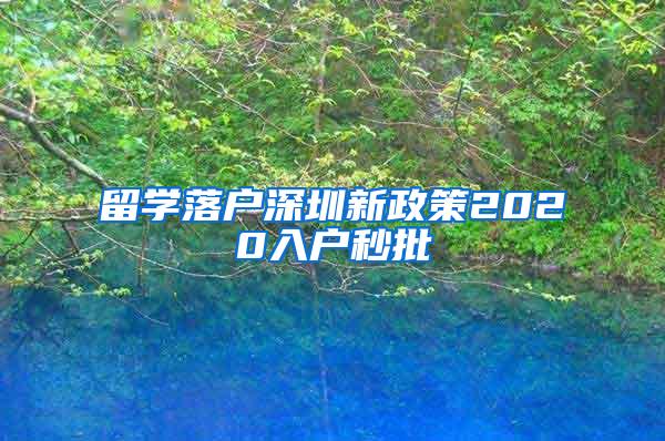 留学落户深圳新政策2020入户秒批
