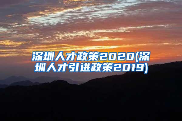 深圳人才政策2020(深圳人才引进政策2019)