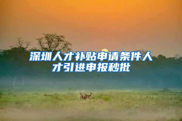 深圳人才补贴申请条件人才引进申报秒批
