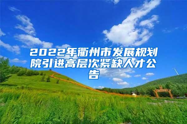 2022年衢州市发展规划院引进高层次紧缺人才公告