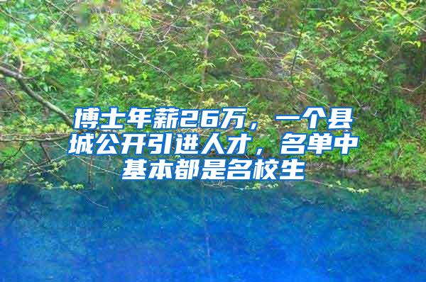 博士年薪26万，一个县城公开引进人才，名单中基本都是名校生