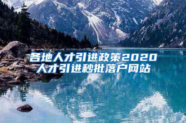各地人才引进政策2020人才引进秒批落户网站