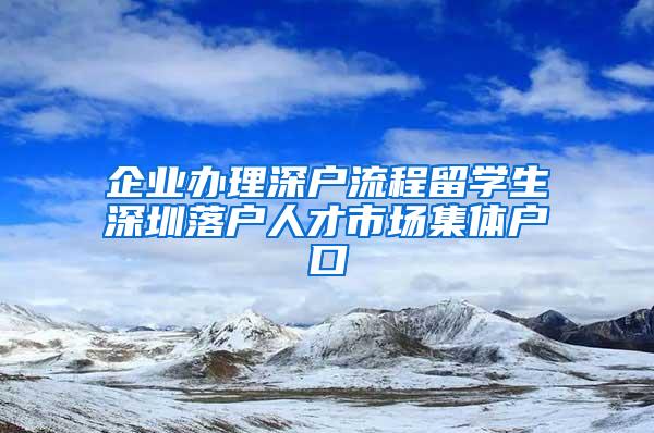 企业办理深户流程留学生深圳落户人才市场集体户口