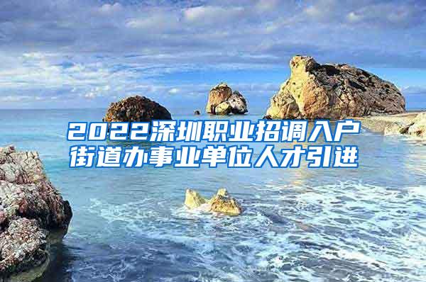 2022深圳职业招调入户街道办事业单位人才引进