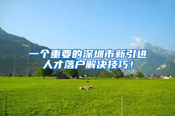 一个重要的深圳市新引进人才落户解决技巧！