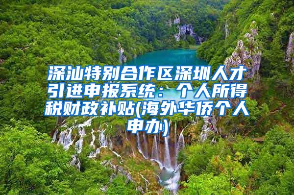 深汕特别合作区深圳人才引进申报系统：个人所得税财政补贴(海外华侨个人申办)