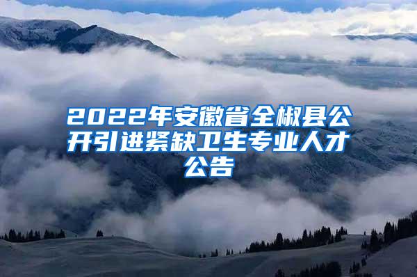 2022年安徽省全椒县公开引进紧缺卫生专业人才公告