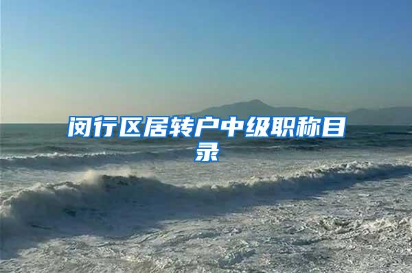 闵行区居转户中级职称目录