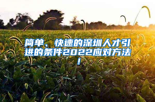 简单、快速的深圳人才引进的条件2022应对方法！