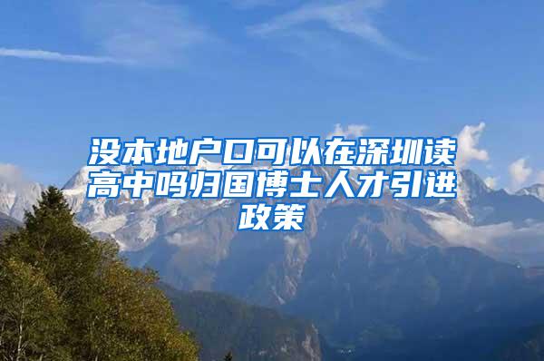 没本地户口可以在深圳读高中吗归国博士人才引进政策