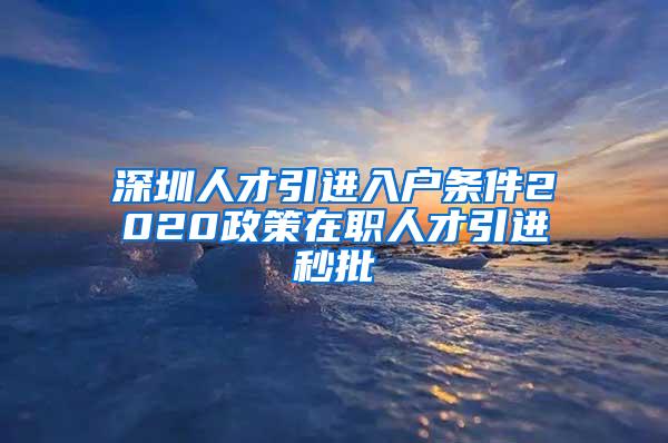 深圳人才引进入户条件2020政策在职人才引进秒批