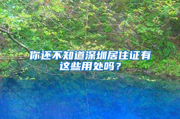 你还不知道深圳居住证有这些用处吗？