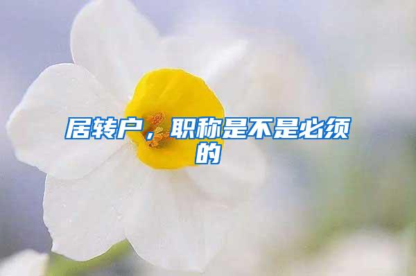 居转户，职称是不是必须的