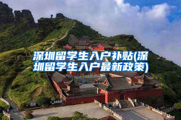 深圳留学生入户补贴(深圳留学生入户最新政策)