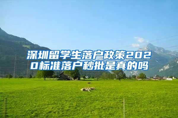 深圳留学生落户政策2020标准落户秒批是真的吗