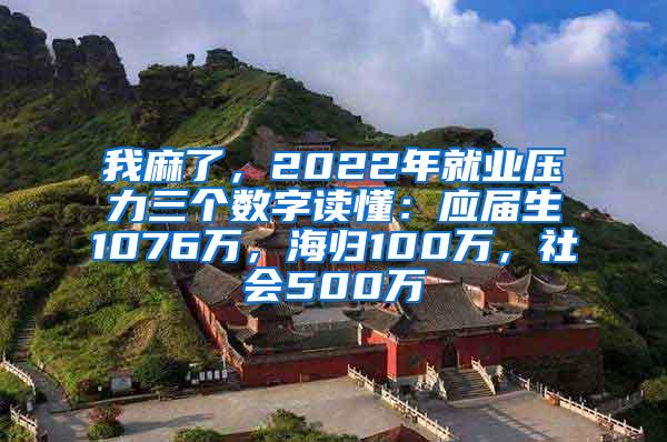 我麻了，2022年就业压力三个数字读懂：应届生1076万，海归100万，社会500万