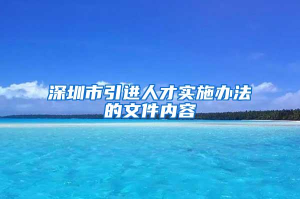 深圳市引进人才实施办法的文件内容