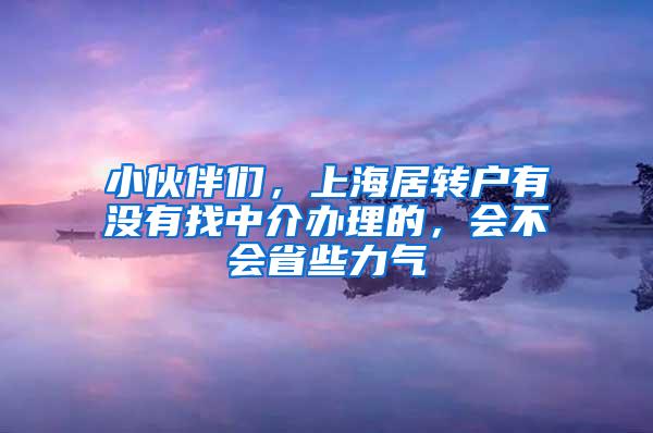 小伙伴们，上海居转户有没有找中介办理的，会不会省些力气