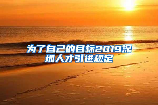 为了自己的目标2019深圳人才引进规定