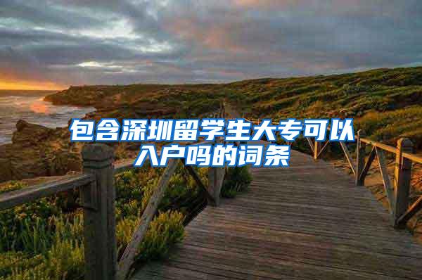 包含深圳留学生大专可以入户吗的词条