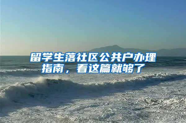 留学生落社区公共户办理指南，看这篇就够了
