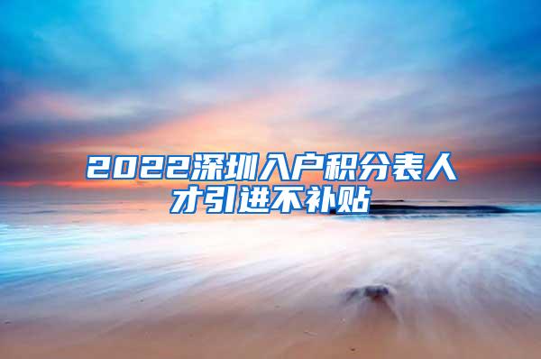 2022深圳入户积分表人才引进不补贴