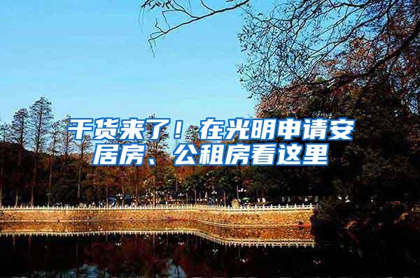 干货来了！在光明申请安居房、公租房看这里