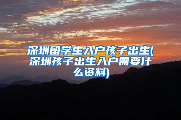 深圳留学生入户孩子出生(深圳孩子出生入户需要什么资料)