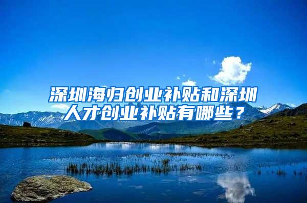 深圳海归创业补贴和深圳人才创业补贴有哪些？