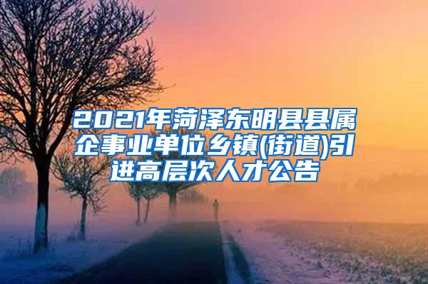 2021年菏泽东明县县属企事业单位乡镇(街道)引进高层次人才公告