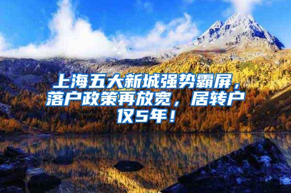 上海五大新城强势霸屏，落户政策再放宽，居转户仅5年！