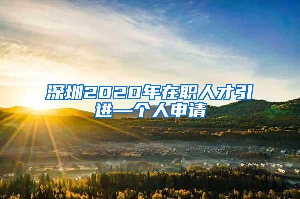 深圳2020年在职人才引进—个人申请