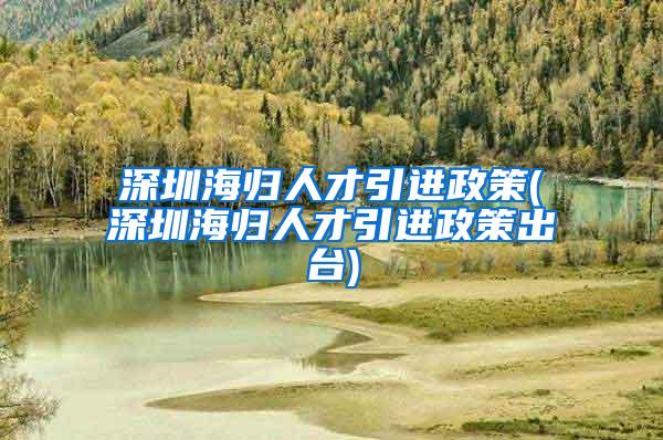 深圳海归人才引进政策(深圳海归人才引进政策出台)