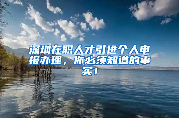 深圳在职人才引进个人申报办理，你必须知道的事实！