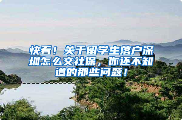 快看！关于留学生落户深圳怎么交社保，你还不知道的那些问题！