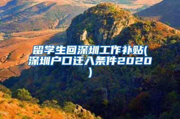 留学生回深圳工作补贴(深圳户口迁入条件2020)