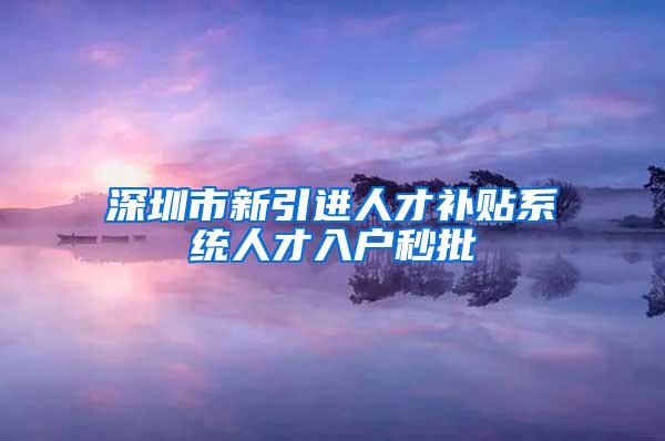 深圳市新引进人才补贴系统人才入户秒批