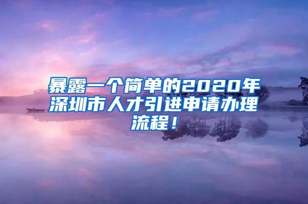 暴露一个简单的2020年深圳市人才引进申请办理流程！