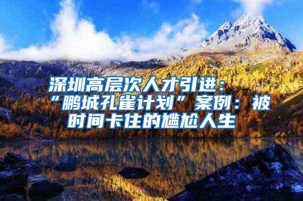 深圳高层次人才引进：“鹏城孔雀计划”案例：被时间卡住的尴尬人生